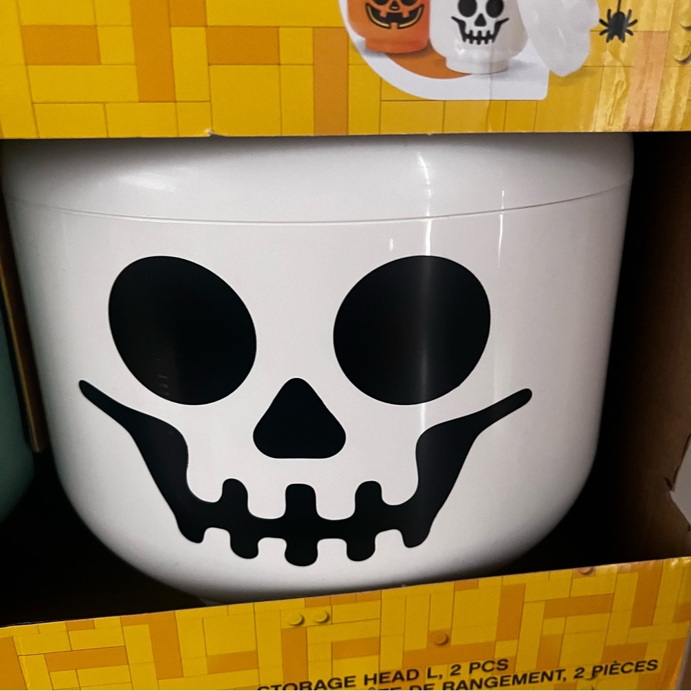 Lego Halloween Limited Edition Storage Heads 2 Piece Set Zombie & Skeleton Large - Picture 3 of 9